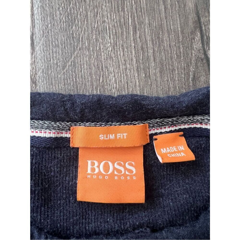 Hugo Boss Trix Slim Fit Navy Blue Long Sleeve Henley Shirt, Men's L - Picture 5 of 6